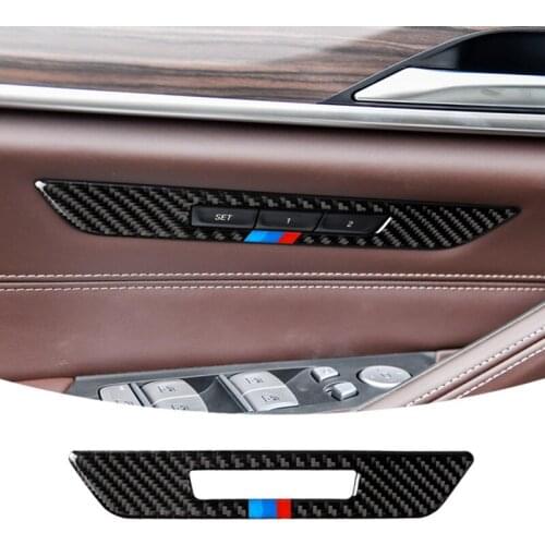 Car Interior Carbon Fiber Sticker Seat Memory Button Panel Cover Trim Frame Decoration for BMW 528i 540i 5 Series G38 G30 2018
