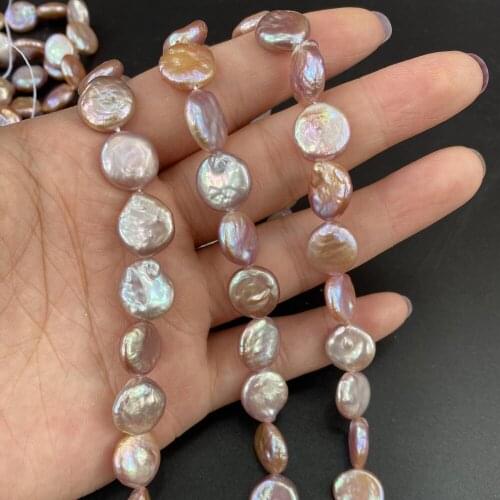 Natural Freshwater Pearl Purple Coin Punch Loose Beads For Jewelry Making DIY Bracelet Earrings Necklace Anklet Accessory