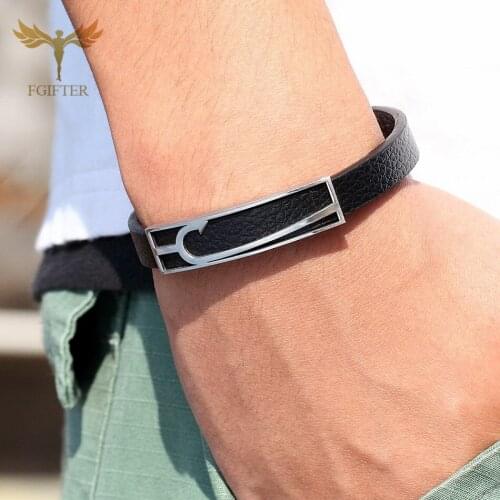 New Hot Selling Casual Jewelry Nautical Anchor Fish Hook Bracelet Stainless Steel Leather Cuff Bracelet Woman Mens Accessories