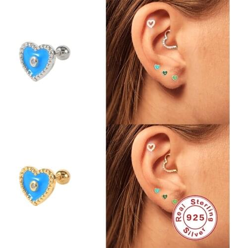 Aide Heart Eyes Earrings for Women Girls Stud Earrings 925 Sterling Silver Small Cartilage Piercing 2021 Trend bijoux femme