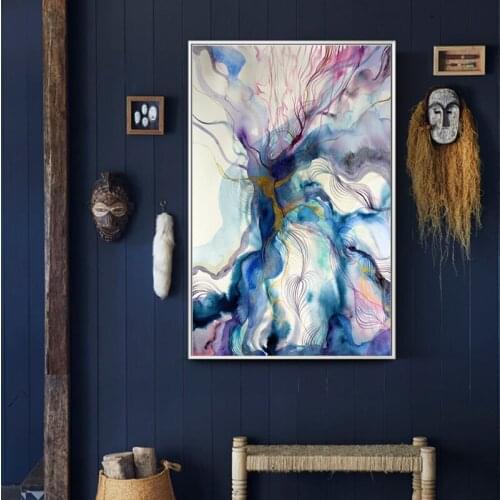 Blue roof porch decoration painting abstract style printing mural corridor hanging Canvas Art Poster decoration picture home dec