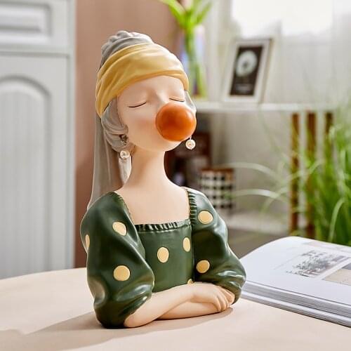 Nordic Style Cartoon Girl Decoration Home Decoration Accessories Living Room Statue Decoration Gift Statues for Decoration