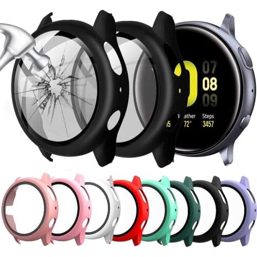 Glass+Case For Samsung active 2 44mm 40mm TPU All-Around cover bumper+Screen Protector Shell Galaxy watch active 2 accessories