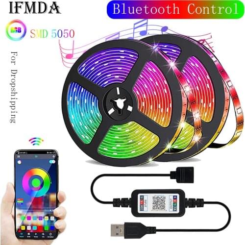 2021 Newest LED Strip Lights 5M RGB 5050 Waterproof Flexible Ribbon Lamp Tape Diode Bluetooth APP Control For TV Background Room