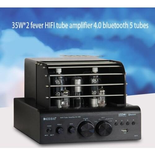 35W*2 220V Fever HIFI 5 Tube Tube Amplifier AV380 Bluetooth U Disk Lossless Playback Audio Power Class A Tube Amplifier