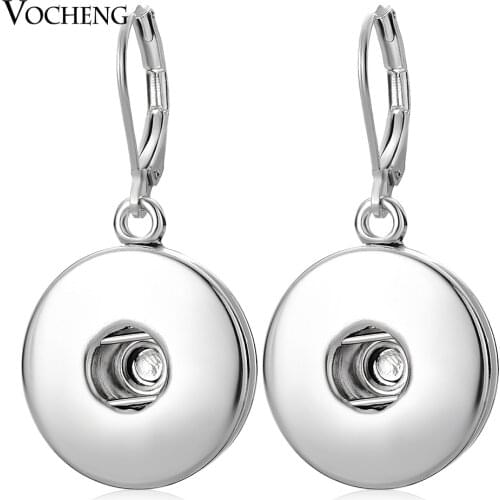 Vocheng Snap Charms Dangle Earring for Women Stainless Steel Hook Fit 18mm Button NN-527