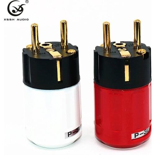 XSSH Audio YIVO P-320 C-320 OEM hifi Gold Plated Brass Red Pure Copper Schuko EU US IEC AC power plug Connector for power Cord