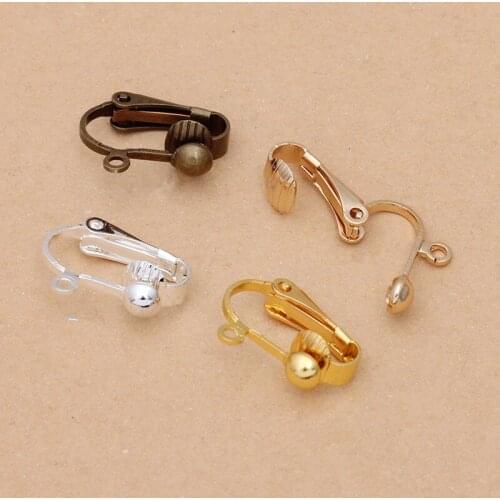 50pcs 9*17mm Gold Silver Plated Ear Clip Metal Copper Earrings Setting For DIY Jewelry Making