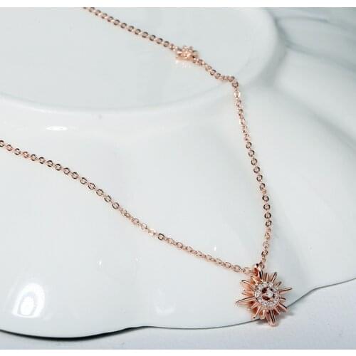 14K Rose Gold Necklace Pendant Women Charm Diamonds Gold Pendant Chain Luxury Jewelry for Women Christmas Necklace Chains