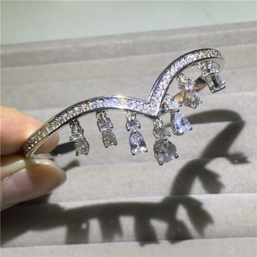 Luxury Fashion Jewelry 100% 925 Sterling Silver Water Drop White AAAA zircon Adjustable Bangle Party Women Wedding Bridal Bangle