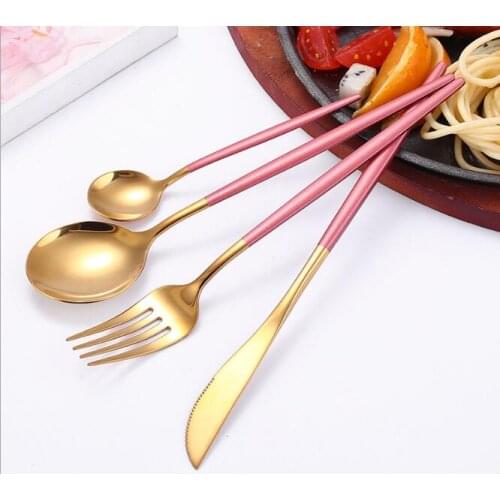 1SET Multi-Colors Cutlery Set Dinnerware Set Black Cutlery Kit Fork Knife Stainless Steel Silverware Home Tableware Set XB 043
