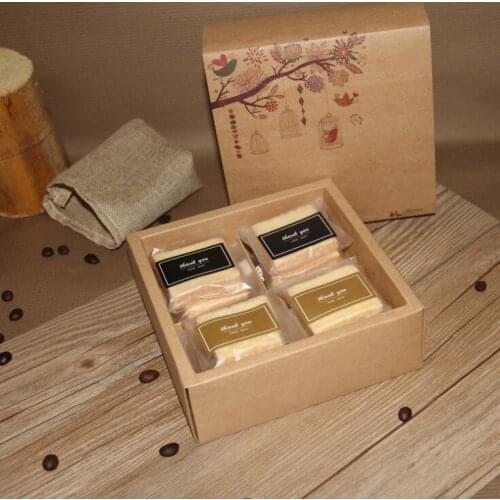 100pcs Natural Kraft Paper Cake Box,Party Gift Packing Box,Cookie/Candy/Nuts Box/DIY Packing Box