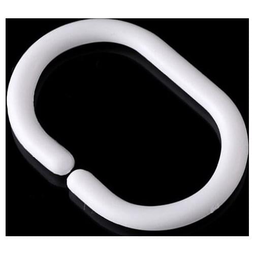 12pcs/pack Shower Curtain Hook Hanger Plastic Ring Bath Drape Loop Clasp LX6804