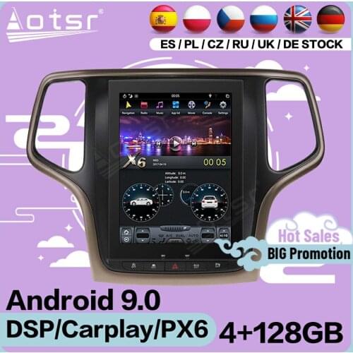 128G Tesla Screen Multimedia Stereo Android Player For Jeep Grand Cherokee 2014 2015 2016 2017 2018 GPS Navi Receiver Head Unit