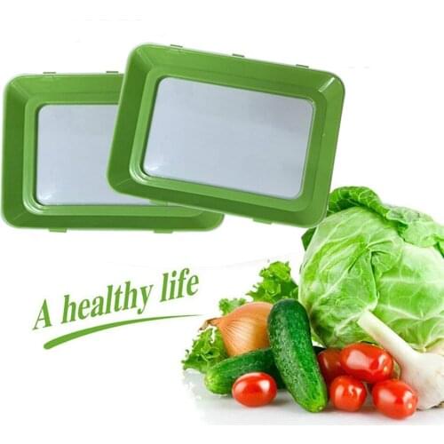 2Pcs Creative Food Preservation Tray Keeping Fresh Stackable Elastic Lid Refrigerator Food Tray Storage Organizer