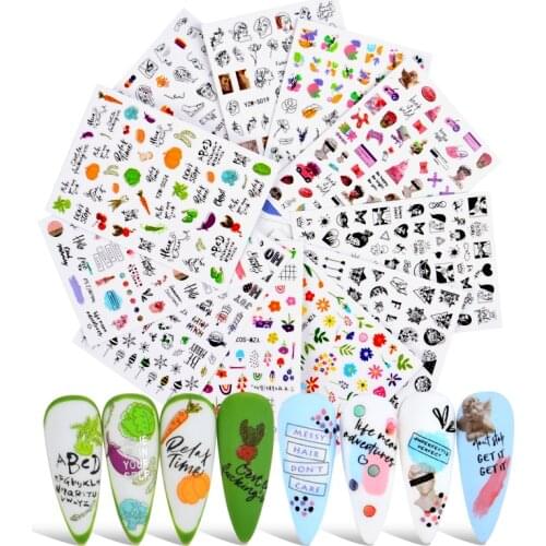 2021 New Arrival Nail Decorations 3D Nail Art Stickers Adhesive Sliders Colorful Nail Transfer DIY Manicure Decals Foils Wraps