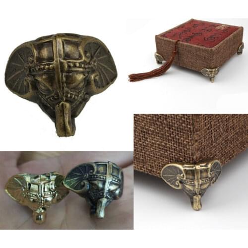 8PCS 28*23mm Antique Elephant Vintage Bronze Jewelry Chest Box Wooden Case Decorative Protection Feet Leg Plastic material