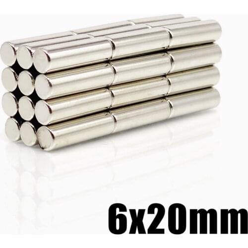 20pcs Mini N35 6mm x 20mm Powerful Super Strong Round Magnets 6*20 Rare Earth Permanet Neodymium 6x20 6mm*20mm