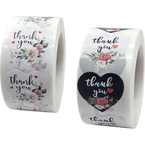 500pcs/roll flower heart-shaped thank you sticker baking wedding decoration sticker gift packaging sealing label dot stickers