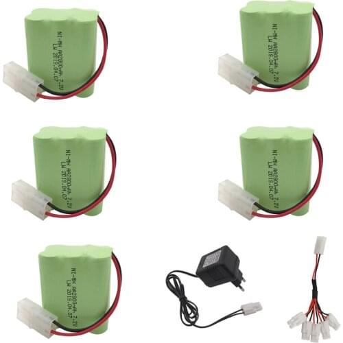 7.2v 2800mAh Ni-MH AA rechargeable battery Tamiya Plug with charger 5in1 cable for RC car RC truck boat tank free shipping