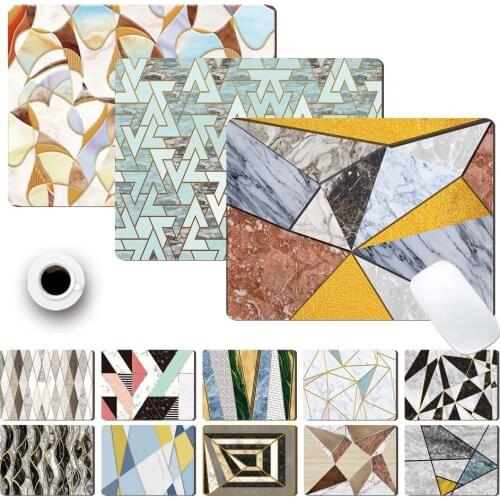 Anti-slip Durable PU Leather Computer Mouse Pad Geometry Pattern Waterproof Mouse-pad Game Mouse Mat