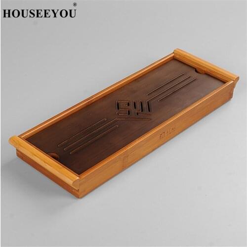 Chinese Style Bamboo Tea Trays Cup Plate Traditional Serving Tray Kung Fu Tea Teaware Home Kitchen Accessories