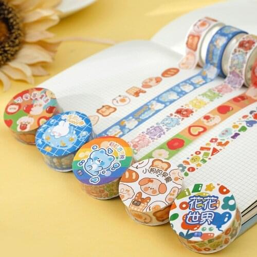 Free shipping cute cartoon bear and rabbit animation washi tape DIY scrapbook diary notebook Korea kawaii masking tape
