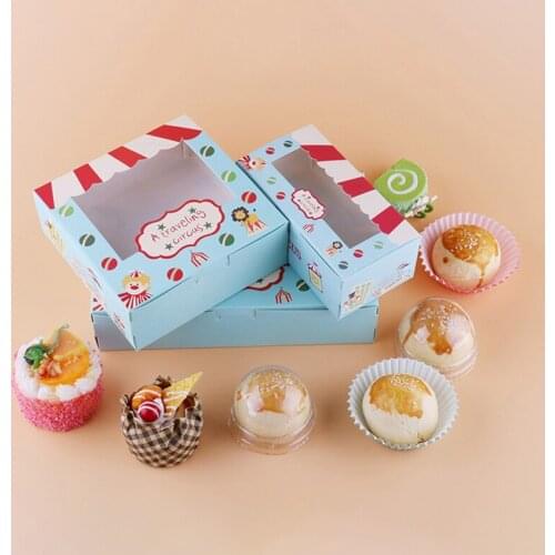 10psc Cartoon Animal Paper Gift Box Circus Muffin Cupcake Cake Boxes Christmas Gift Candy Box With Window Cookie Dessert Package