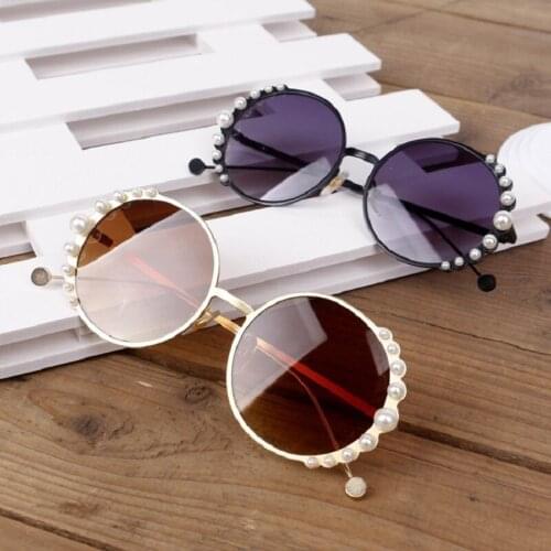 Kids Round Metal Children Pearl Sunglasses Girl Boy Cute Eyewear Fashion Sun Glasses Shade UV400