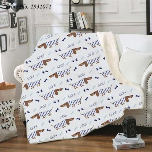 Dachshund Dog 3D Printed Fleece Blanket for Beds Thick Quilt Fashion Bedspread Sherpa Throw Blanket Adults Kids 04