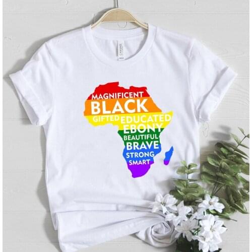 Africa Map Graphics Printed T-shirt Fashion Ladies Summer Tops Black Queen Harajuku Casual Short Sleeve T-Shirt Women T-Shirt