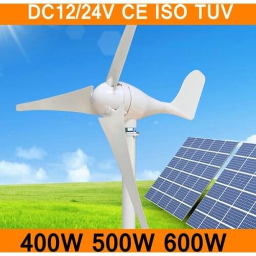Wind Power Generator DC12V/24V/48V 300W 400W 500W Wind Alternative Turbine Electricity Generators 3 Blades Controller CE ISO TUV