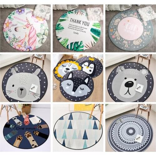 Geometric Animal Cartoon Round Carpet Living Room Children Play Bedroom Rugs And Carpets Computer Chair Floor Mat Carpet 120/150