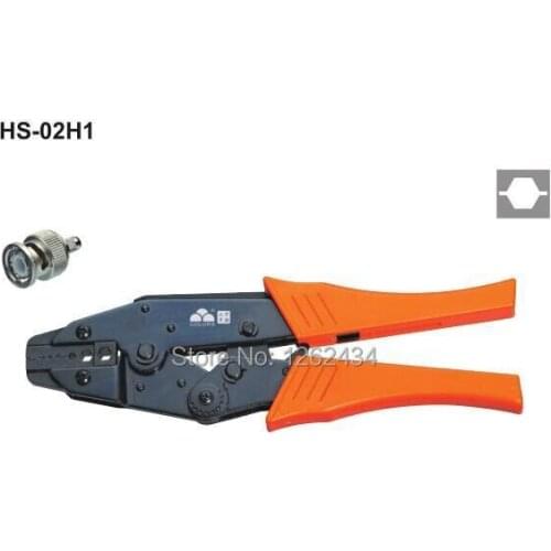 HS-02H1 RATCHET CRIMPING PLIER (EUROPEAN STYLE) RG58,59,62,8X,140,142,174,210,223,303,400, FIBER OPTIC,BELDEN 8279