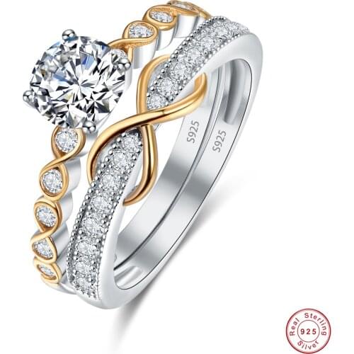 JQUEEN Womens 6.5mm Wide Diamond Zircon Ring Wedding Ring Silver Ring 925 Jewelry Paving Set CZ Zircon Crystal Jewelry