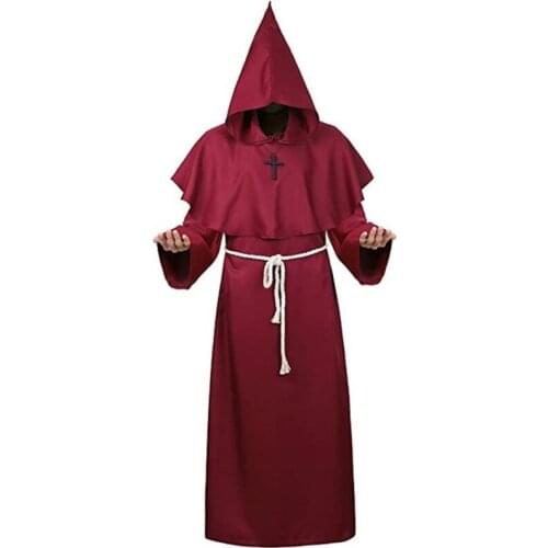 K3NF Wizard Costume Halloween Cosplay Medieval Friar Robe Priest Costume Ancient Clothing Christian Suit Cloak Halloween
