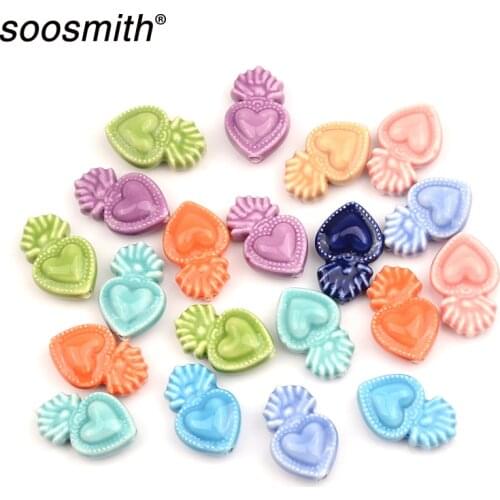 Ceramic Bead 16x24mm Flame Hearts Ceramic Bracelet Handmade DIY Bead Accessories