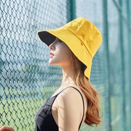 Summer Double-sided Fishermans Hat Female Outdoor Sunshade Sunscreen Bucket Cap Ladies Leisure Sun Protection Basin Caps H6844