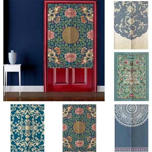 National Style Household Cloth Door Curtain Bedroom Kitchen Windbreak Blackout Curtain Partition Curtain Home Decoration