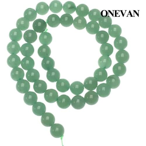 ONEVAN Natural Green Aventurine Beads Smooth Round Stone Bracelet Necklace Jewelry Making Diy Accessories Gift Design