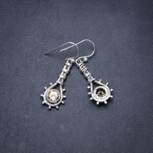 Natural Citrine Handmade Unique 925 Sterling Silver Earrings 1.5" Y2916