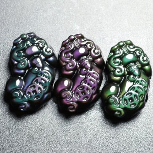 Natural Stone Obsidian Rainbow Eye Pixiu Brave Troops Charms Pendant Mens Lucky Classic Pendant Charms For Jewelry Women Gift