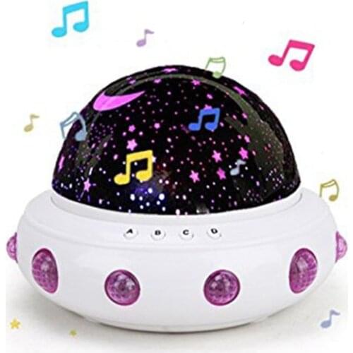 UFO Shape Music Starry Star Minions Projection Night Light Romantic Rotate LED USB Battery Table Lamp for Baby Kids Sleeping