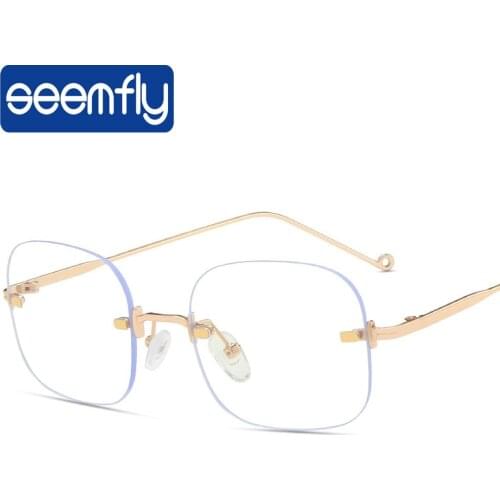 Seemfly Square Transparent Glasses Frame Women Men Optical Frames Unisex Fashion Glasses Vintage Metal Prescription Sunglasses