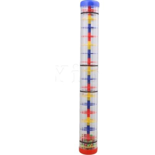 Yibuy 40 x 5.2cm Milticolor Plastic Rainfall Rattle Rainstick Kids Rainmaker with balls Music Sensory Auditory Instrument