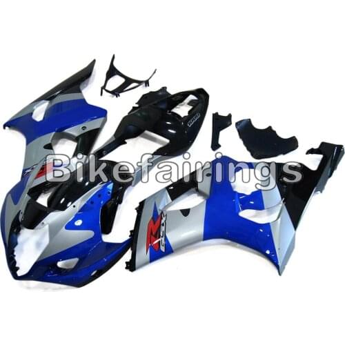 Fit For Suzuki GSXR1000 K3 2003 2004 03 04 K3 GSXR 1000 Sportbike Bodywork Kit Silver Blue and Black Lowers Injection Cowlings