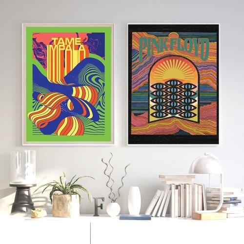 Rock Band Tame Impala Performance Poster Retro Canvas Painting Wall Art Picture Psychedelic Prints Nordic Home Decor