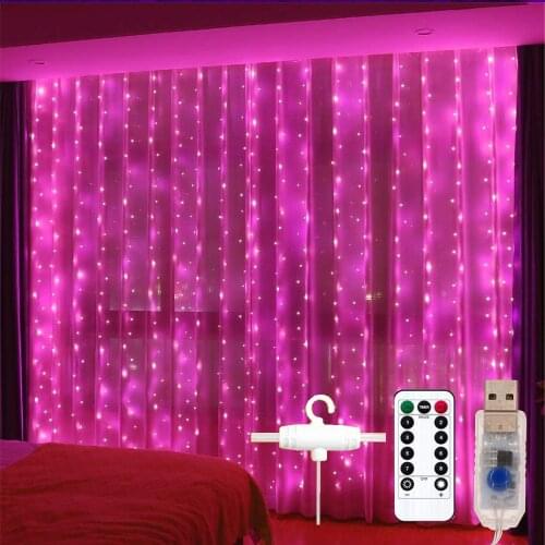 Led Light Curtain For The Room Christmas Decorations Garland Festoon Fairy Curtain Light 3Mx3M USB Operated For Bedroom Decor