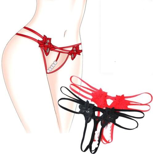 Sexy Underwear Open Crotch Pearl Massage Panty Underwear Women Erotic Briefs Sexy Lingerie G-string Exotic Apparel Sex Clothing