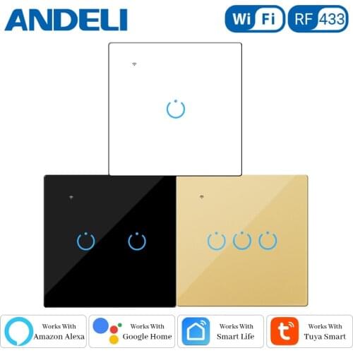 Wifi Light Touch Switch Glass Panel EU/UK Standard Smart Life/Tuya App Voice Control with Alexa Google Home Xiaomi Smart Home